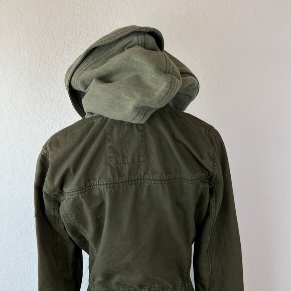 Vintage Y2K Hollister Army Jacket Hooded Bird Logo Utility Medium Bella Swan - Picture 7 of 15